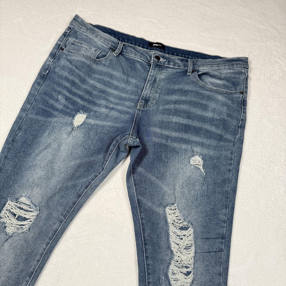 Nova Men Jeans Mens 42x32 Blue Slim Skinny Distressed‎ Denim Medium Wash Casual